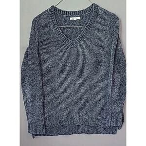 Orvis Chenille V Neck Pullover Longsleeve Tunic Sweater Blue Women’s Size Large